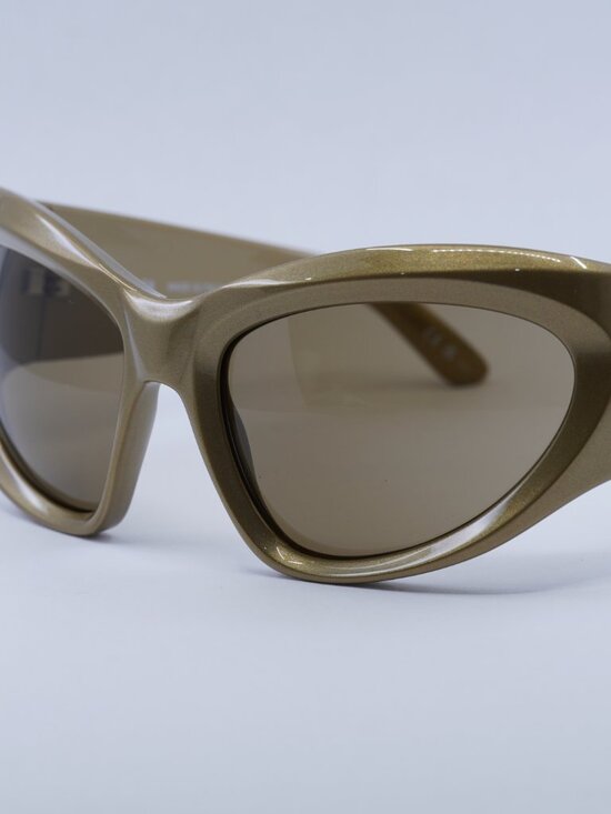 Balenciaga BB0228S 004 Sunglasses Gold Geometric Frame, Brown Mirror Lenses main image 2